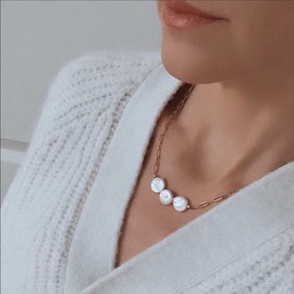 The Colette chain - gold paperclip chain with pearls - Picture 2 of 3